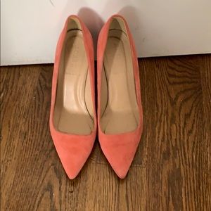 Pink suede J. Crew heels